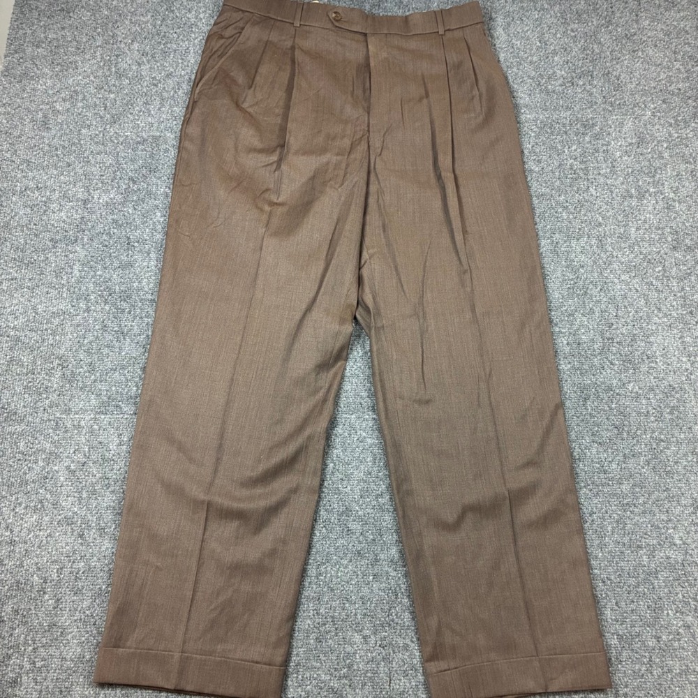 Ballin Classic Comfort-EZE Super 120s Wool Pleated Cuffed Pants Mens Size 34x30